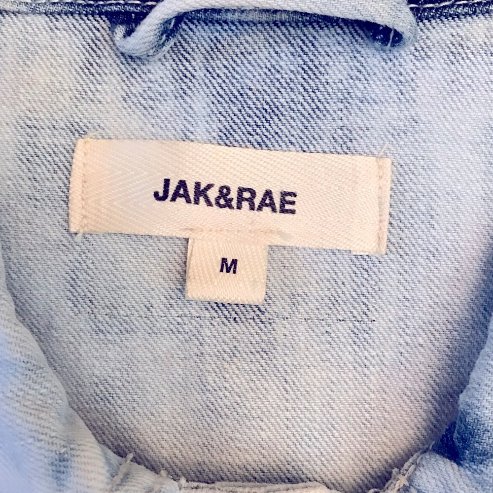 Denim Trucker Jacket Womens Medium White Wash Blue Patches Cotton Jean Jacket - Picture 4 of 16